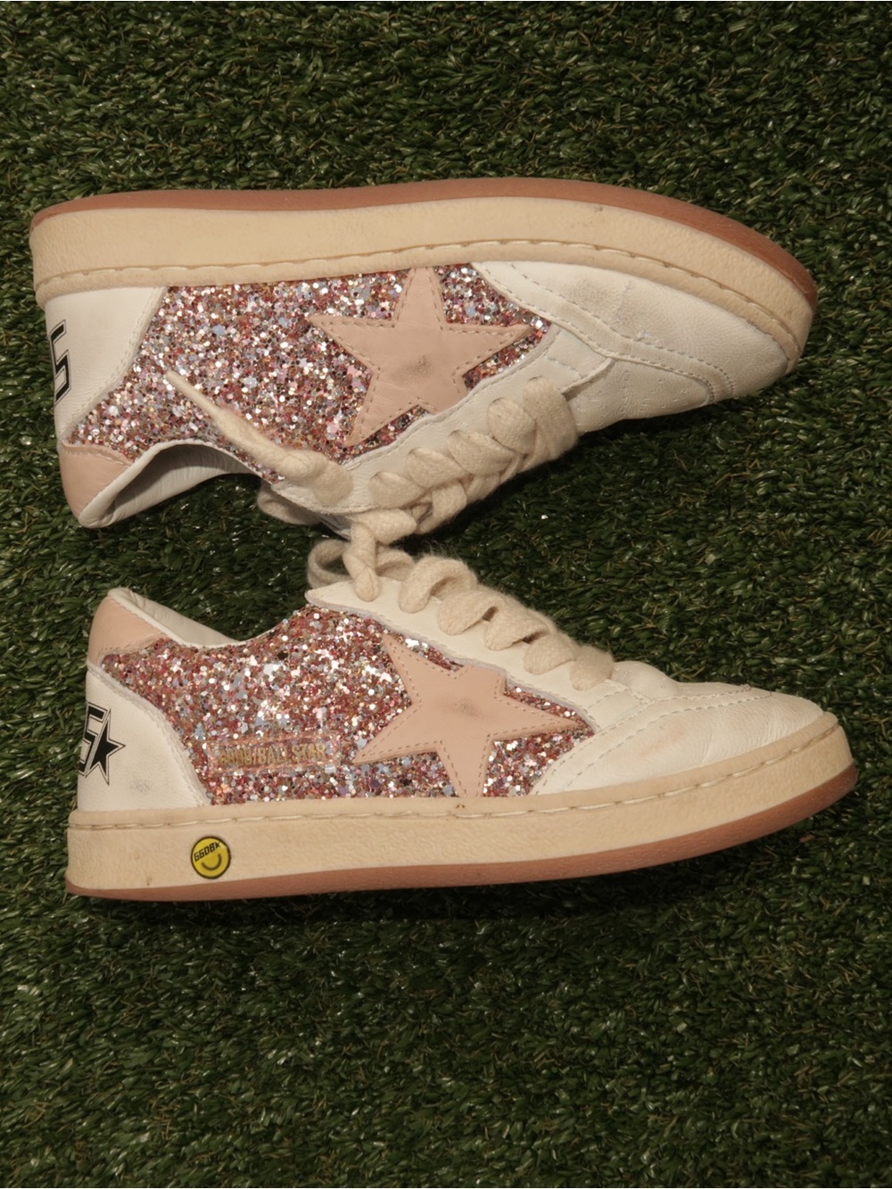 Golden Goose Kids Glitter Star Sneakers - Cream, Pink & Glitter
